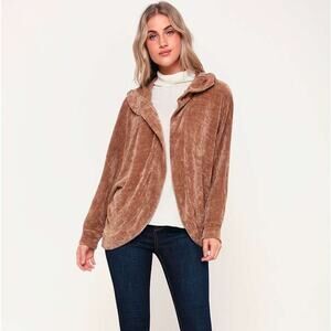 BB Dakota Sidewalk Swagger Light Brown Chenille Hooded Jacket Size XS